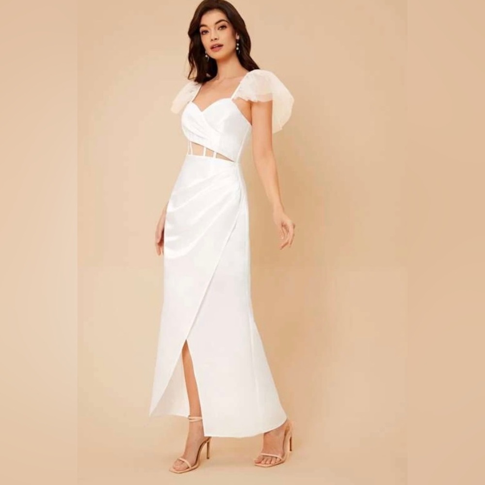Mesh Ruffle Wedding Dress $26 XL - Picture 3 of 7